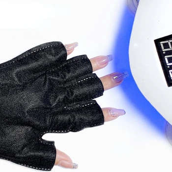 1 Пара Перчаток Для Дизайна Ногтей С Защитой От Ультрафиолетового Излучения, Перчатки с Черными Открытыми Пальцами, Перчатки С Защитой от Ультрафиолетового Излучения, Перчатки для Инструментов для Дизайна Ногтей