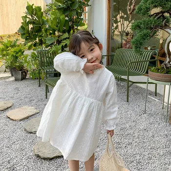 2020 Весенние новые кружевные Открытые платья принцессы для маленьких девочек в корейском стиле, детские кроватки для малышей, белое Детское платье из 100% хлопка