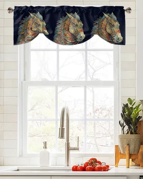 Винтажная цветочная Занавеска на окно в виде Лошади, Гостиная, Кухонный шкаф, Подвесной Балдахин, Карниз, Карманный Балдахин