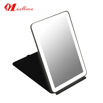Зеркало для макияжа Missmeeca с подсветкой Туалетное зеркало с сенсорным переключателем на 180 градусов USB Источник питания Светодиодное складное зеркало