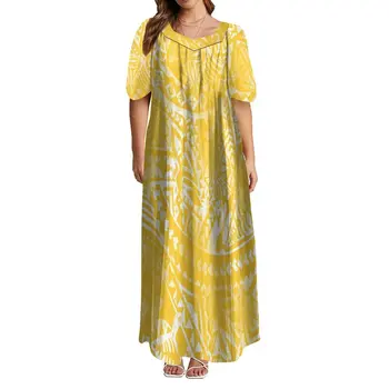 Летнее женское платье на заказ в полинезийском стиле, повседневная пышная юбка с большим подолом, платье из высококачественной ткани, Вечернее платье для вечеринки 2023