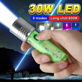 Мини-фонарик, светодиодный перезаряжаемый фонарик, портативный магнитный USB-фонарик для зарядки, мощный водонепроницаемый кемпинговый фонарь дальнего действия