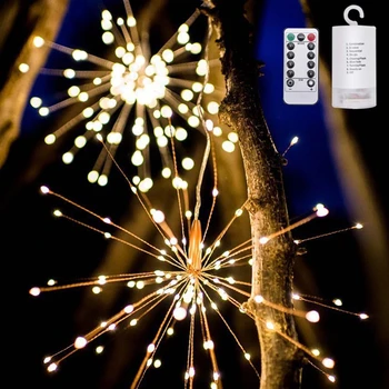Наружная светодиодная гирлянда IP65 8 режимов, подвесной Звездный Фейерверк, Сказочная гирлянда, Рождественская лампа для украшения заднего двора
