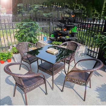 Новые наборы садовой мебели из китайского ротанга, мебель для патио, стол для отдыха на открытом воздухе, стул из трех предметов, уличная мебель