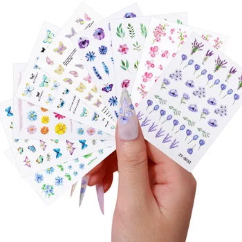 Отрывные гелевые наклейки для ногтей Наклейки с цветами для дизайна ногтей фольга для маникюра Простые принадлежности для ногтей своими руками