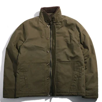 Плюшевая теплая хлопчатобумажная куртка из овечьей шерсти, мужская зимняя утепленная военная куртка темно-синего цвета N1 USN, мужские пальто, топы