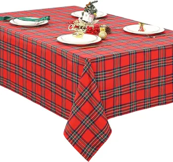 Рождественская скатерть Inyahome в красную клетку для прямоугольных столов, мягкая скатерть, идеально подходящая для оформления рождественских праздничных вечеринок, обедов