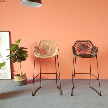Скандинавский табурет, минималистичные современные обеденные стулья, ножки для отдыха, ротанговый стул, спинка для отдыха, простая бытовая креативная мебель