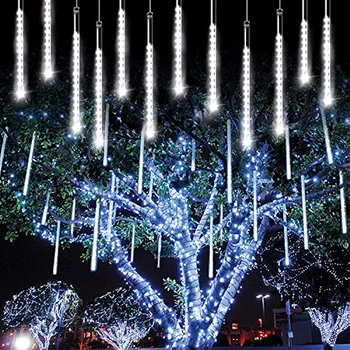 Солнечный Метеоритный дождь Navidad, светодиодные гирлянды, Сказочные огни, украшение Рождественской елки, Уличный свадебный декор в саду, Новогодний уличный фонарь