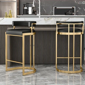 Стульчик для кормления из искусственной кожи Nordic Ресторанная мебель Спинка барного стула Творческий Досуг Индивидуальность Кухонные Барные стулья B